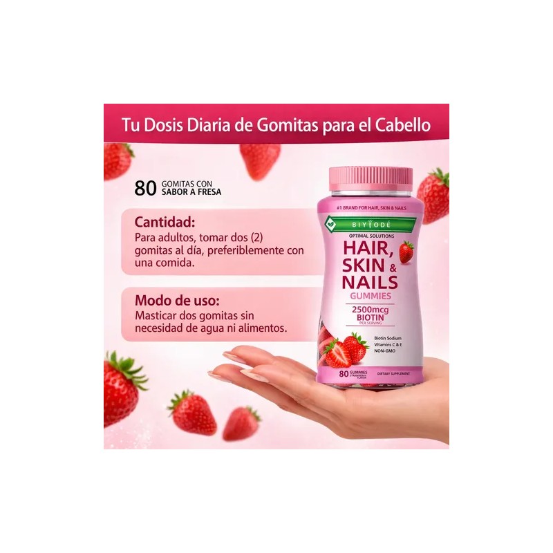 Gomitas Biotina Cabello Piel Uñas 2500 Mcg 80 Gummies