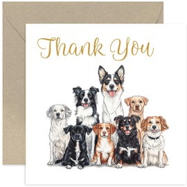 Joyful Dog Themed Thank You Cards for Friends and Family - Appreciate You - Gratitude Gift for Him or Her - For Teacher, Mentor, Nurse, Volunteer - Premium Quality with Envelope