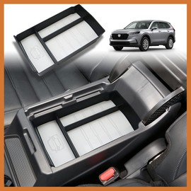 TripleAliners for CR-V 2024 2023 Center Console Organizer Console Storage Leather Box ABS Material with Leather Trim Compatible with Honda 2023-2024 CRV EX EXL Sport Touring Hybrid (Leather White)