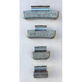 Gallardo Tire Products | 100 Pcs | MC Series | ZINC Clip ON Wheel Weights 25 .50 .75 1.0 (25 Each) for Aluminum Rims for Domestic Cars