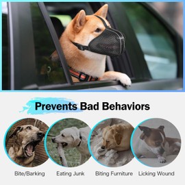 Visiklit Dog Muzzle for Small Medium Large Dogs – Breathable Mesh Fabric Dog Mouth Guard, Adjustable Fit, Allows Drinking & Panting, No Barking, Biting for Training, Vet Visits, Grooming-Small