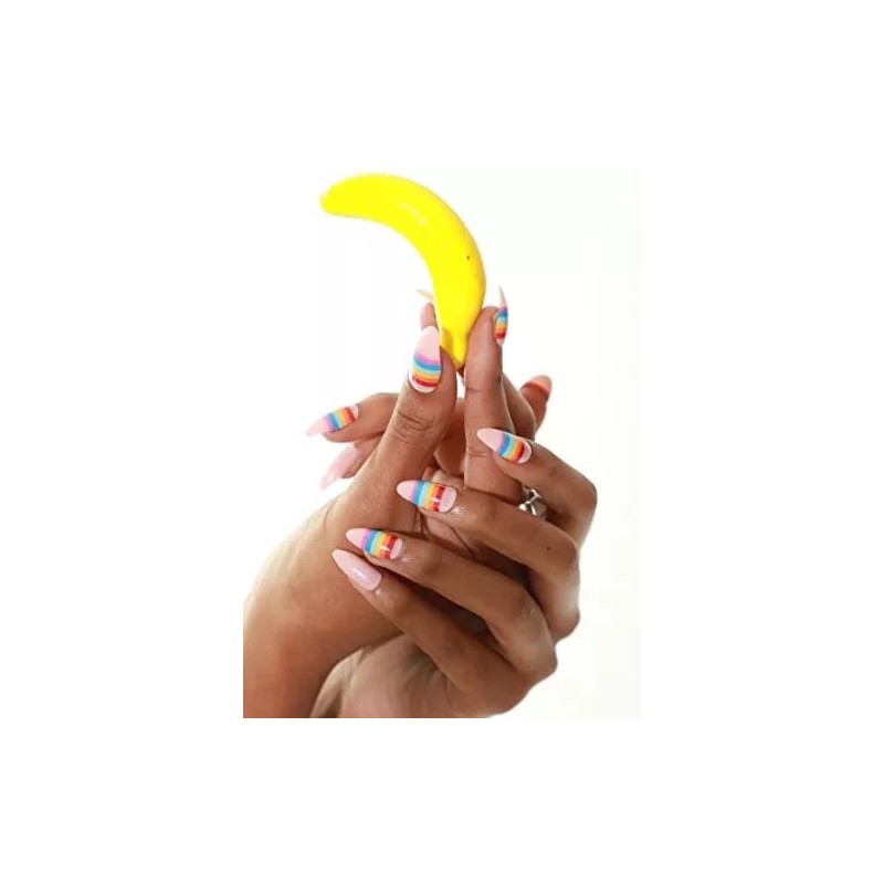 Paintlab Uñas Press On Paintlab 24 Uñas Diseño Arcoiris Con
