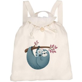 Azeeda 'Sloth Mother & Baby' Canvas Rucksack/Backpack (RK00011995)
