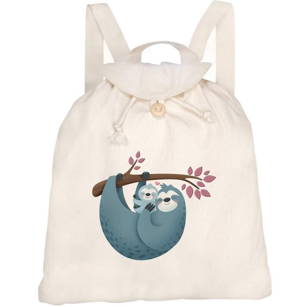 Azeeda 'Sloth Mother & Baby' Canvas Rucksack/Backpack (RK00011995)