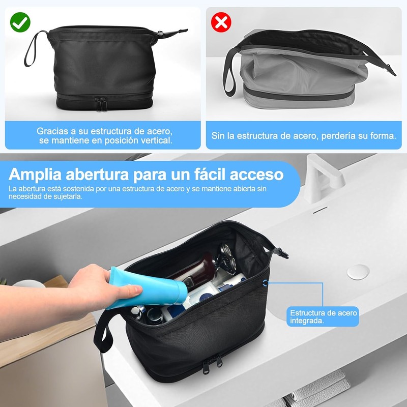 Neceser para hombre: Neceser de viaje impermeable, neceser con compartimento