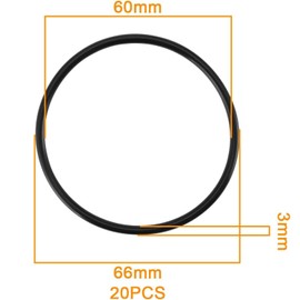 Songholee 20Pcs O Rings Nitrile Rubber O-Ring 66mm OD 60mm ID 3mm Width Sealing Gasket Sealing Gasket for Faucet Plumbing Automotive Repair, NBR70