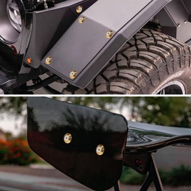 Rolling Gears 24-Piece M6 x 24mm Anodized Aluminum Tapered Washer Kit for Widebody, Fender Flares, Bumper, Mud Flaps, Engine Bay Dress-Up (Gold)