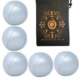 Cascade Juggling 5 x Pro 115g Cascade Classic Juggling Balls - Thud Juggling Balls & Bag - Set of 5 Juggling Balls (Silver)