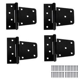 Barcaloo 3-1/2 Heavy Duty T Hinge Gate Shed Door Hinges, 4 Pack - Black Hinges for Gate, Barn or Storage Shed