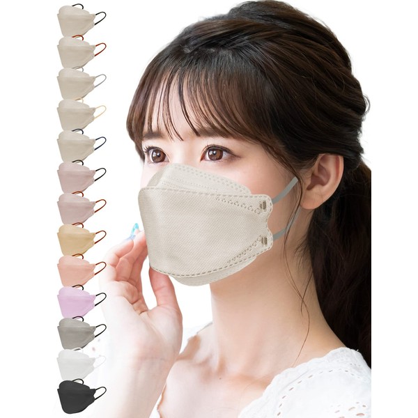 [LaViness] マスク 不織布 立体マスク 立体 日本製 バイカラー 30枚 (ピンクベージュ×グレー)