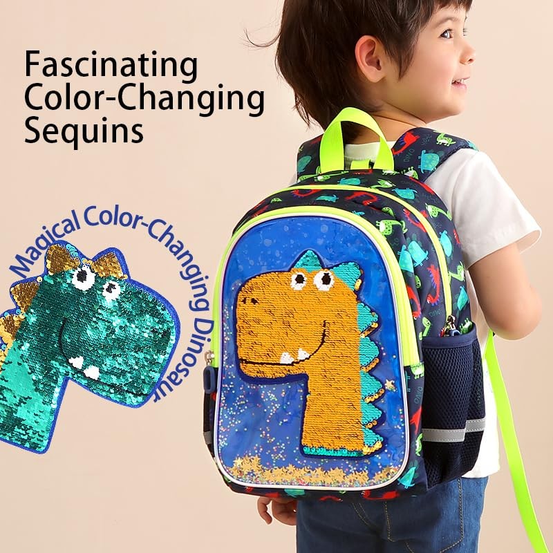 Sunveno Children's Backpack, Sequins Flashing Bag, Green