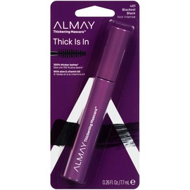 Almay Thickening Mascara with Aloe and Vitamin B5, Hypoallergenic, Cruelty Free, -Fragrance Free, Ophthalmologist Tested, 401 Blackest Black, 0.26 Fl Oz (Pack of 1)