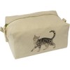 'Prancing Gray Tabby Cat' Canvas Wash Bag/Makeup Case (CS00041434)