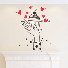 StickMe 'I Love Cup Cakes - Decorative - Creative - Colorful - Wall Sticker' -SM047 (Multi Colour, Vinyl - 100cm X 80 cm)