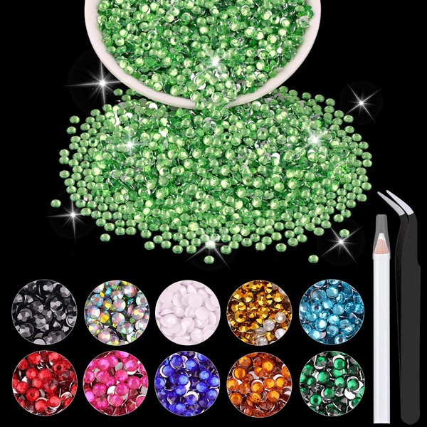 5000PCS 2mm Resin Rhinestones in Bulk (Light Green), Bedazzling Flatback