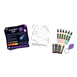 Micador Dark Arts Glow STEAM Activity Packs, Space - Science of Light - Neon Glow Pastels, Glow-in-The-Dark Paint Pen + Mini Black Light - Ages 6+