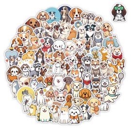 100 Pcs Cute Dog Stickers for Kids, Waterproof Puppy Stickers for Water Bottle Laptop, Dog Decor & Party Favors for Boys Girls