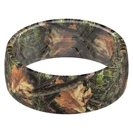 ThunderFit Silicone Rings, Wedding Bands for Men, Printed Design, Breathable Rubber Engagement Bands, 2.1mm Thick, 8mm Wide (Camo 1 - Size 14-14.5 (23.20mm))