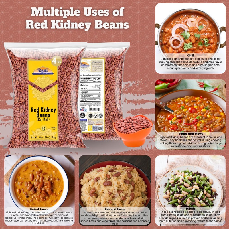 Rani Red Kidney Beans, Light 64oz (4lbs) 1.81kg Bulk ~