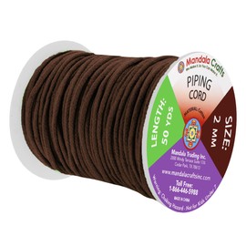 Mandala Crafts Chocolate Brown Soft Replacement Drawstring Cords for Sweatpants Bags - Piping Cord for Sewing Upholstery - 50 Yds 2mm Cotton Cording Macrame Rope Corset Strings