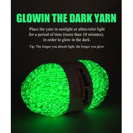 Bulingbuling Glow in The Dark Yarn, 100g Chenille Yarn, 2 Fine (Sport) Crochet Yarn for Crocheting, Knitting, DIY Art, Decoration and Crafts, 1 Pack of 175 yds, Green