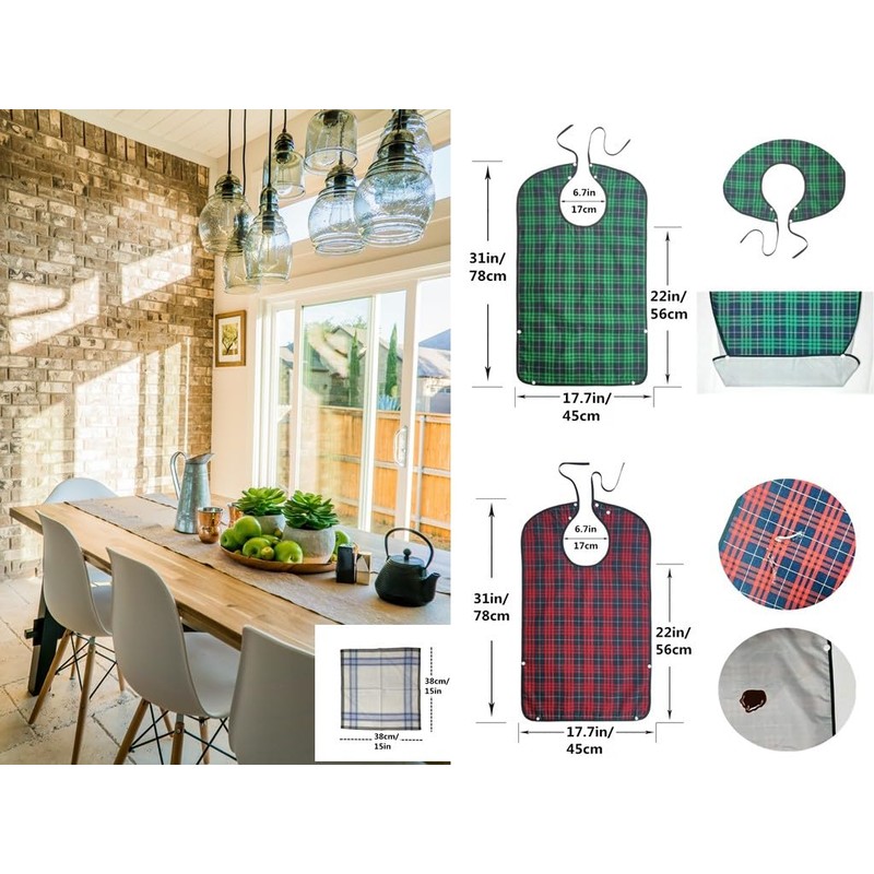 smile wood 3 PACK Adult Bibs For Eating - Waterproof