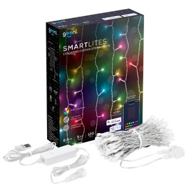 Geeni Smart Cascading Curtain Color String Lights - 6.6ft. x 5ft. Multicolor LED Strand for House, Party, Backdrop, Music Sync with Programmable Wi-Fi, Alexa, Google Home App Controlled