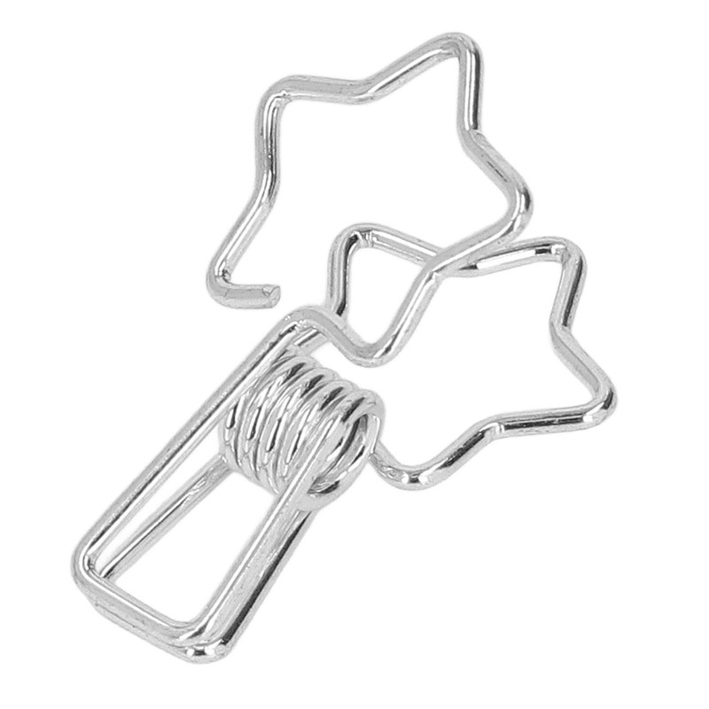 100Pcs Star Binder Clips Hollow Out Cartoon Style Strong Clamping