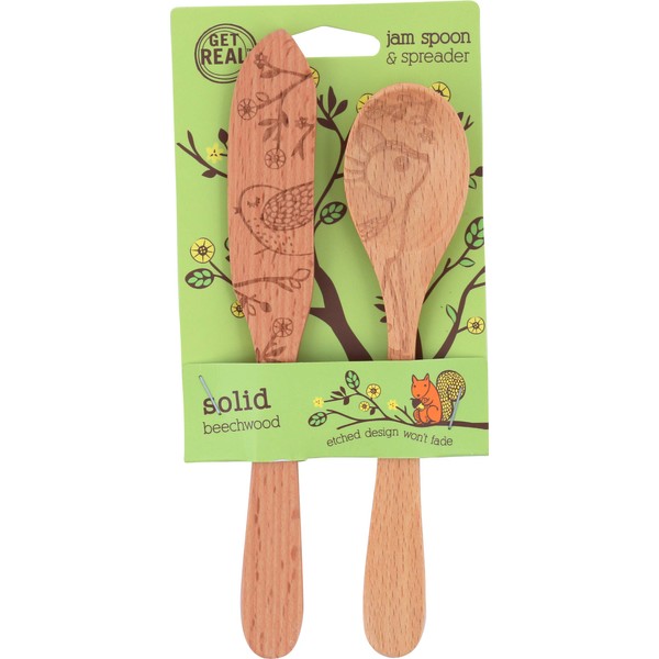 Talisman Designs Laser Etched Beechwood Jam & Spoon Woodland Design