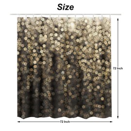Moslion Black Gold Glitter Shower Curtain Set 72x72 Inch Bathroom Decor Waterproof Fabric Curtains with Hooks