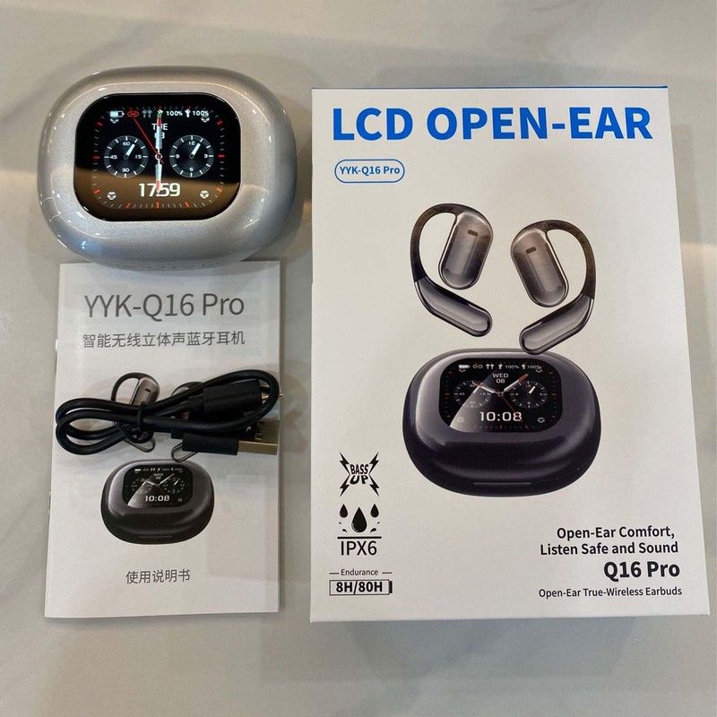 Open Bluetooth Headphones, Ear Hook LED Colour Screen Headphones, Active