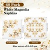 Feifeiya 60 Pcs White Magnolia Floral Cocktail Paper Napkins 6.5