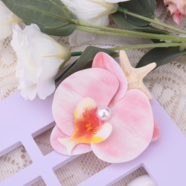 Pink Orchid Hair Clip for Women Girls Hawaiian Flower Clip for Sister Bestie Birthday Gift for Girlfriend Friend Flower Starfish Hair Accessory for Beach Wedding Barrettes With Pearl