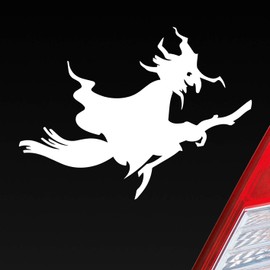 Car Sticker in your choice of colours – Witch Witch Woman Witchcraft Fun Dub OEM JDM – 12 x 9 cm Car Window Sticker Decal, matte white