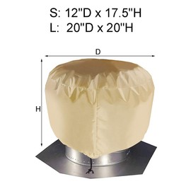 Turbine Roof Vent Cover,Roof Ventilator Cover Waterproof Turbine Roof Cover,Heavy Duty Turbine Ventilator Protector Shield,1680D Oxford Cloth Turbine Ventilator Covers.Vent Roof Cover.S Beige