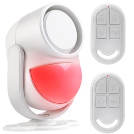 GALOOK Motion Sensor with Alarm, 125 dB PIR Motion Sensor Alarm System with 2 Remote Controls, Anti-Theft Alarm System for Home, Apartment, Motorhome, Garage, Shops, Offices, Car, Garden Shed - White