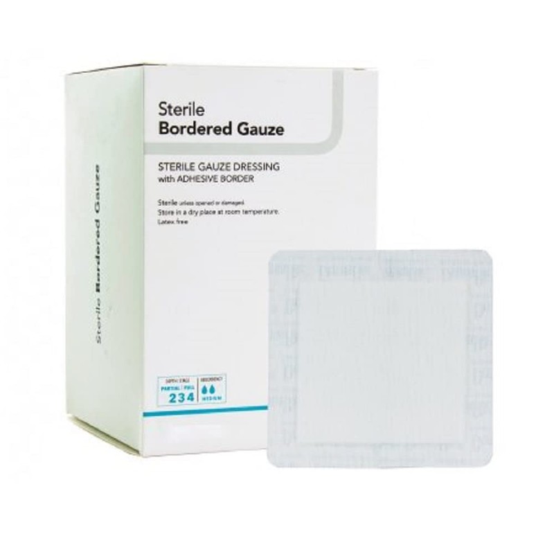Dermarite Industries Sterile Bordered Gauze Dressing, 2x2, 50 Count