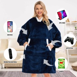Gentlewarm Hoodie Blanket, Super Soft Warm Wearable Blanket, Comfortable Giant Pocket Hoodie, Oversized Soft Plush Blanket Hoodie for All - Kids, Men, Women