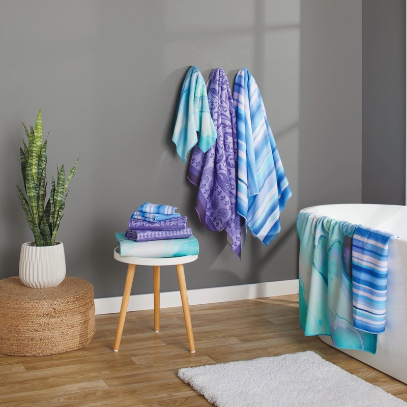 Stoneberry Home® Printed 6-Piece Towel Set Microfiber Purple Paisley