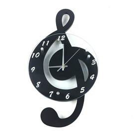 YIYIBYUS Music Wall Clock - Analog Black Clock with Musical Notes, Unisex, 12-Inch