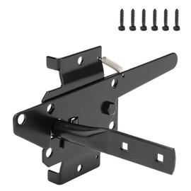 CHIJANE Post Mount Heavy Duty Self Locking Gate Latch for Wooden Fence, Automatic Gravity Lever Spring Fence Latches Gate Lock Gate Hardware for Outdoor/Garden/Vinyl/Wood Fence/Metal Gate,Black Finish