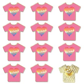 12PCS Pink Shirt Day Pins, Pink Tshirt Shaped Brooches for Anti Bullying, Be Kind Enamel Lapel Badge Armband for Every Child Adults