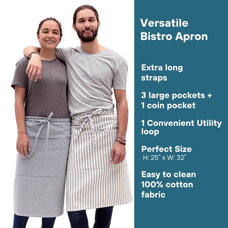 MEEMA Chef Bistro Aprons for Women With Pockets, Utility Loop