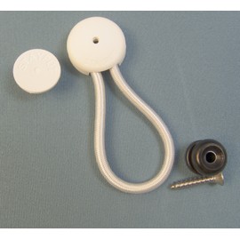 StayPut Bungee/Shock Cord Fastener, White w/Black Surface Attachment Knob & Mounting Screw (5)