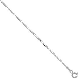 Sterling Silver 2 mm Figaro Chain Anklet Figaro Ankle Chain 9.5 inch Anklet