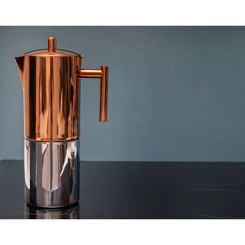 La Cafetière Copper Stovetop Espresso Maker, Stainless Steel, 600ml