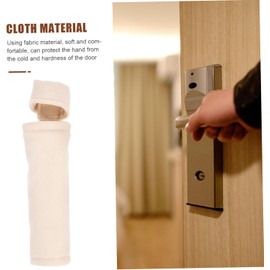 HOMSFOU Protector Cubierta del Pomo de Puerta para Interiores y Exteriores, Funda de Tela Beige Fácil de Operar que Previene Golpes y Dolor en Adultos y Niños