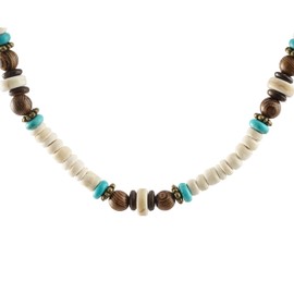 Made by SHIEAGLELD Surfer Halskette mit Kokosnuss Perlen - Handmade Strand-Schmuck- Herren Surfer-Kette Holz-Perlen (Weiß)
