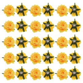 MECCANIXITY 30 Pcs Rose Flower Hair Clips 4 Inch Flower Hair Pins Flower Brooch for Women Hair Accessories Yellow