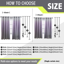 ANYTIME Star - Cortinas recortadas para habitación de niñas, cortinas negras para niños, cortinas rosadas para ventanas (morado oscuro, 1 panel, 52 x 72 pulgadas)